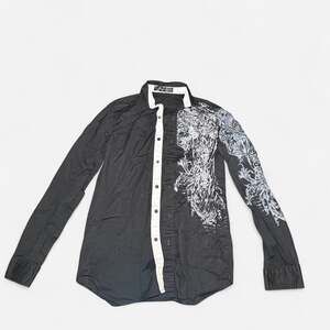 Sportrendy 2000s Tribal Graphic Button Down Shirt - Rocker Aesthetic